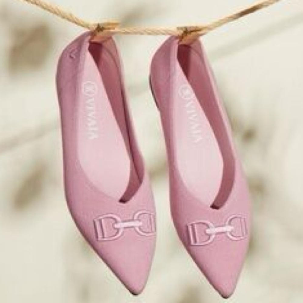 VIVAIA Pointed-Toe Flats Ena 2.0 Pink Embroidered Horsebit Size EU 37, US 6.5 - Picture 2 of 16